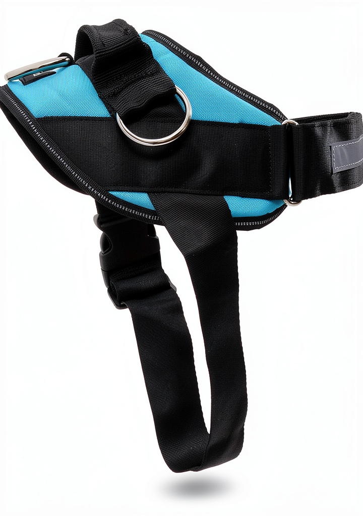 Installing ShawnCo No Pull Dog Harness Adjustable Reflective Pet Vest on a wooden desk