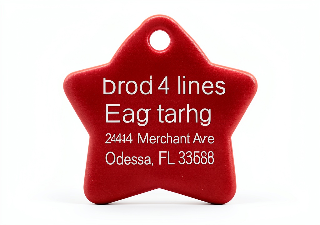 'Providence Engraving pet ID tags in various colors and shapes'