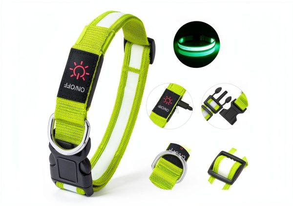 Bisen LED Dog Collar Rechargeable Safety Light Adjustable-3