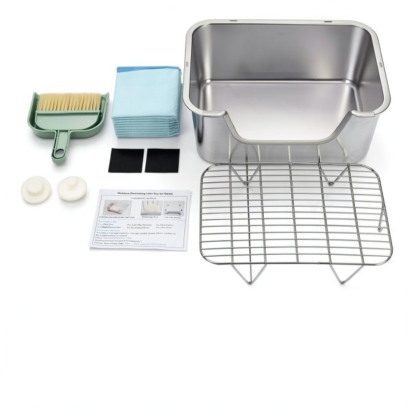 Sorstrem Stainless Steel Rabbit Litter Tray Hygienic Easy-4
