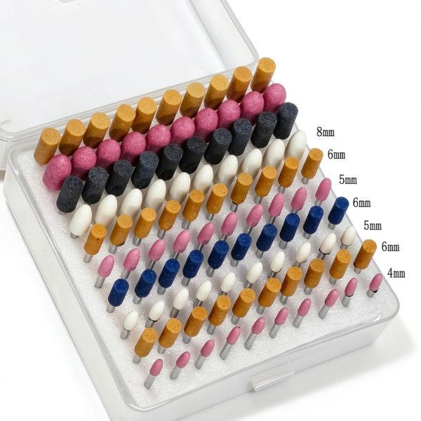 Luo ke 100 Pcs Grinding Stones Sets - 1/8'' Shank Assorted Abrasive Stone Mounted Grinding Bits Aluminum Oxide Grinding Stone for Rotary Tools Includes Dremel (Mixed Color)-1